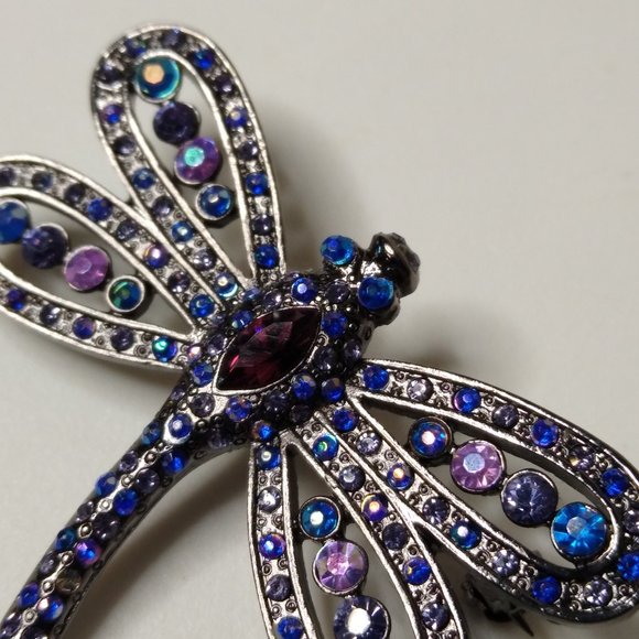 Blue And Purple Dragonfly Brooch - Picture 6 of 15